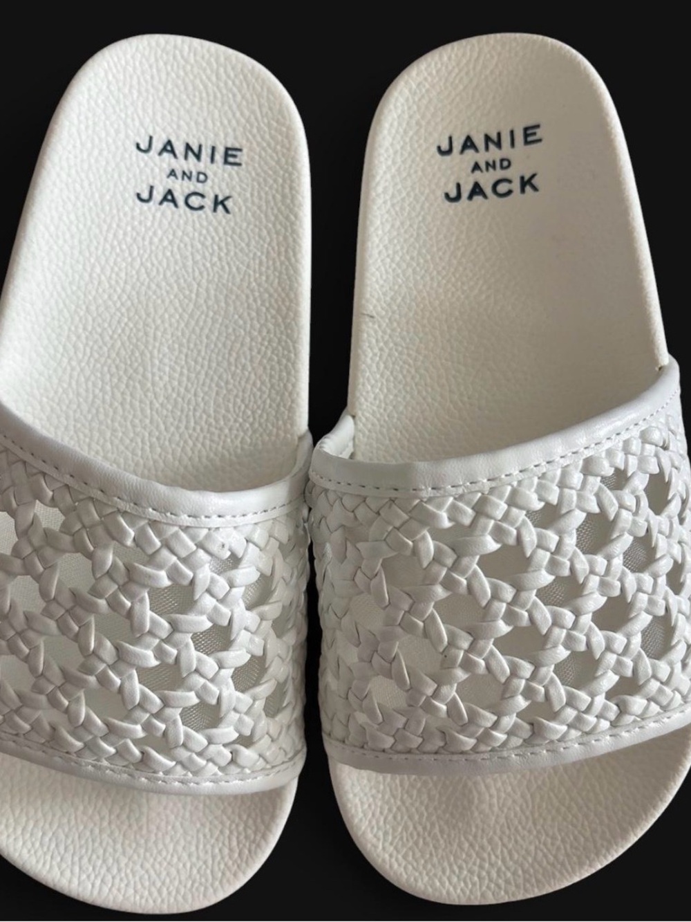 Janie and Jack White Woven Slide Sandals